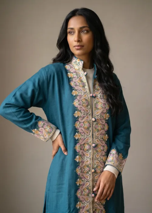 The Verinag Bloom Kashmiri Long Woollen Jacket