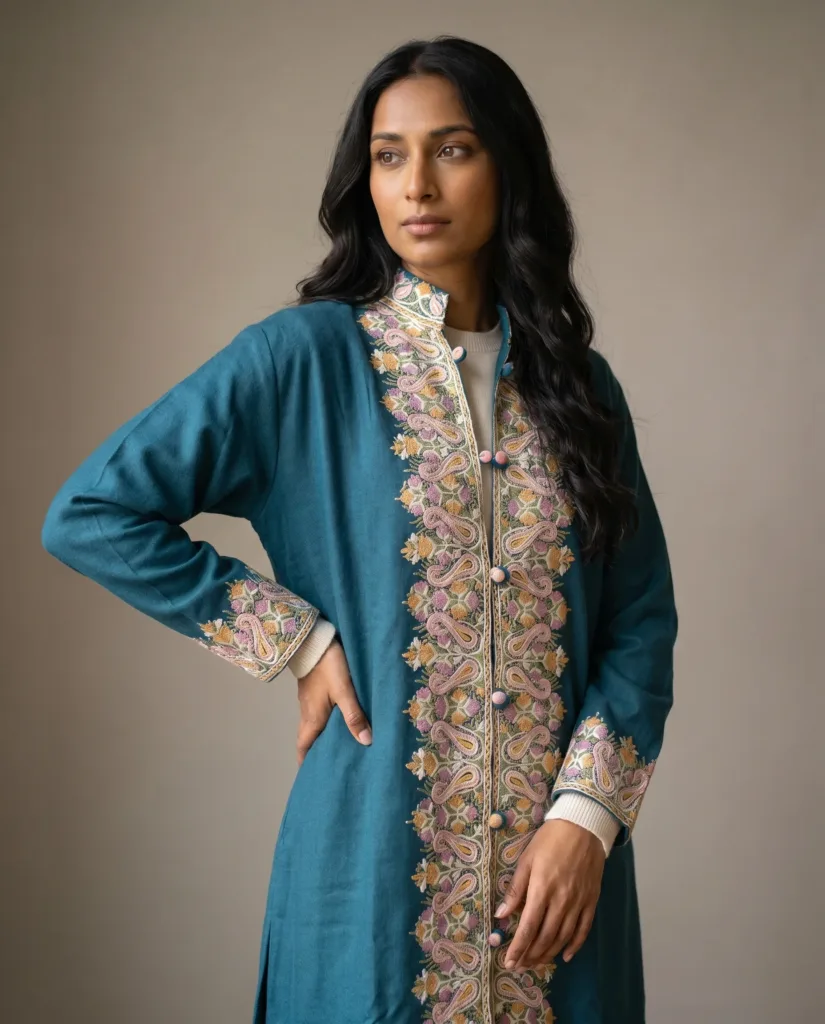 The Verinag Bloom Kashmiri Long Woollen Jacket