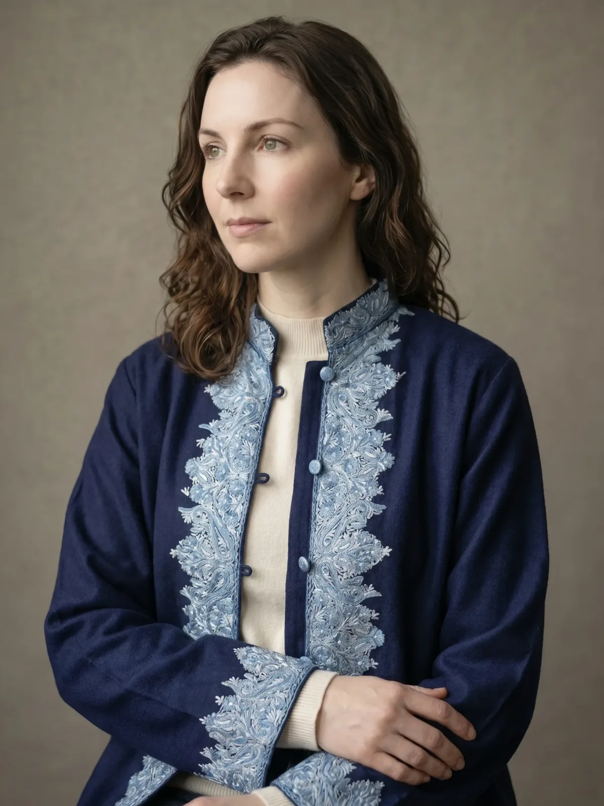 The Wular Azure Kashmiri Short Woollen Jacket