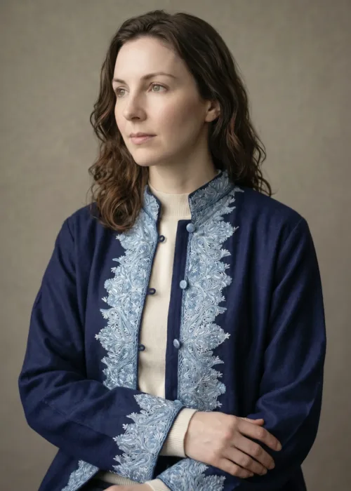 The Wular Azure Kashmiri Short Woollen Jacket