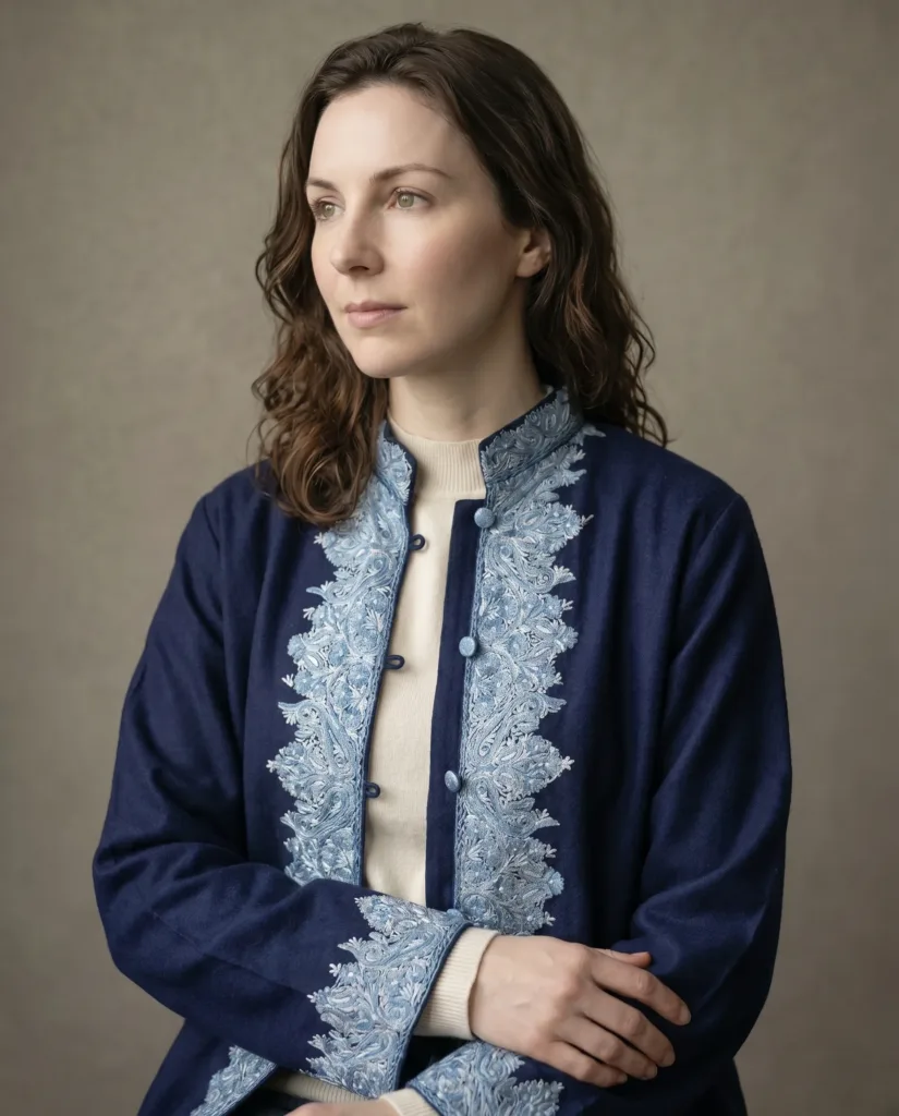 The Wular Azure Kashmiri Short Woollen Jacket