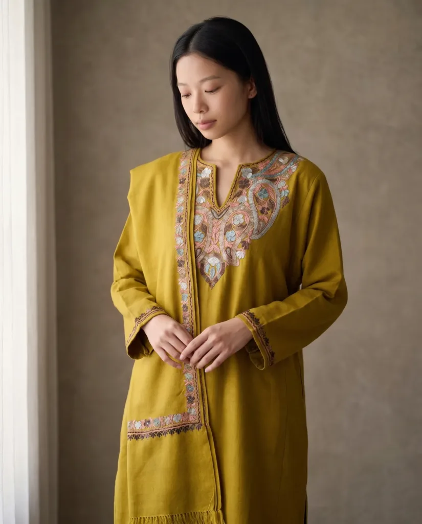 Zard-e-Khizaan Aari Embroidered Wool Pheran