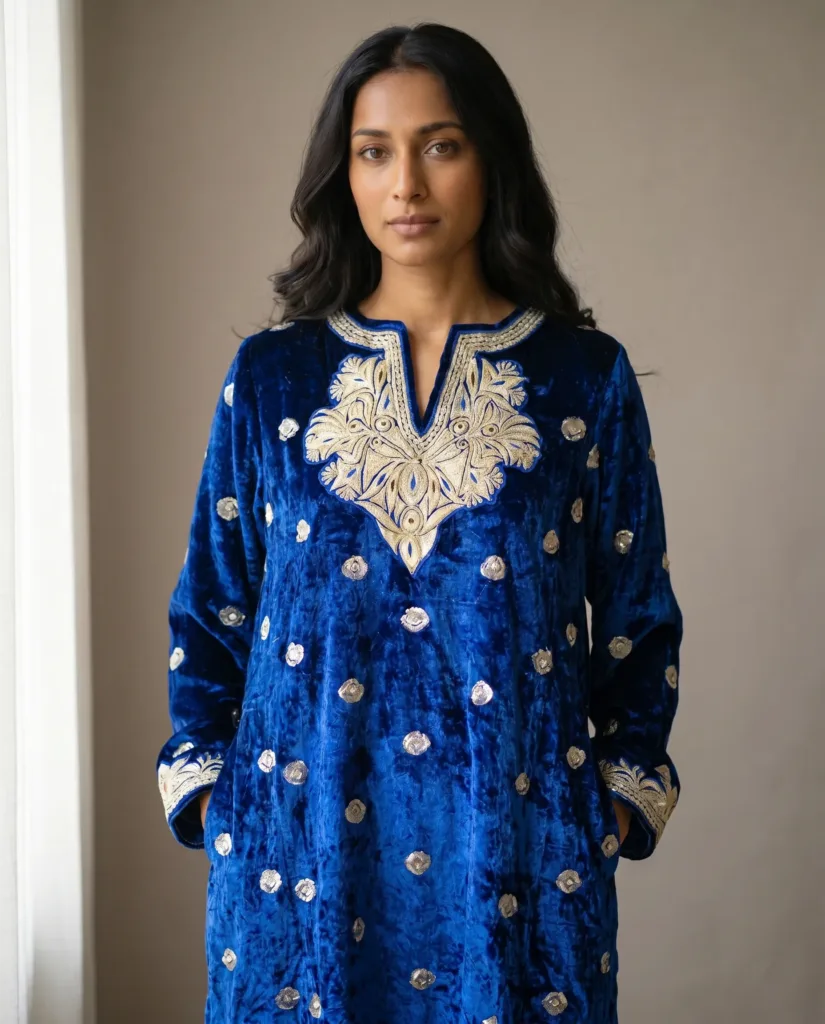 Zarqash Noor Kashmiri Velvet Pheran Set