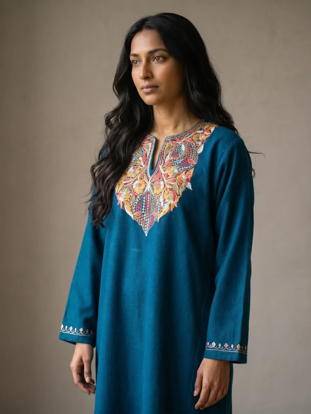 Zunairah Midnight Blue Hand Needle Work Pheran