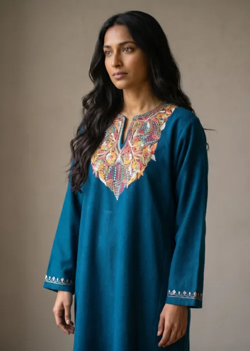 Zunairah Midnight Blue Hand Needle Work Pheran