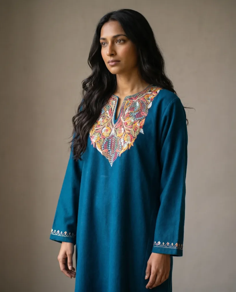 Zunairah Midnight Blue Hand Needle Work Pheran