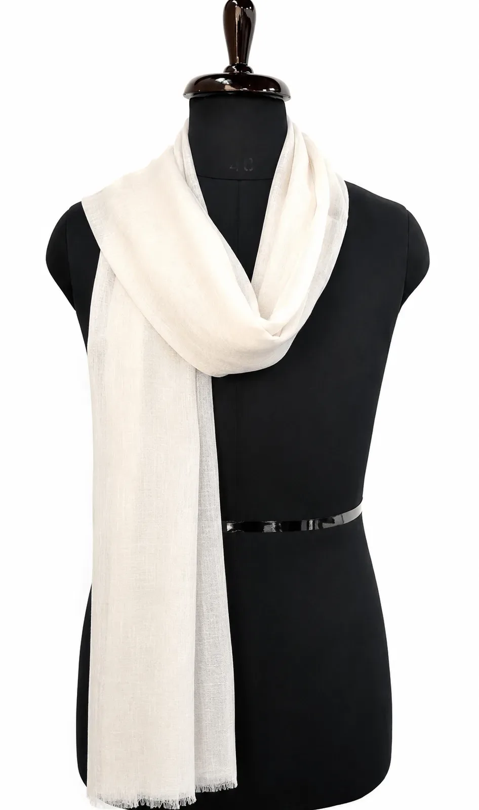 Off White Kashmiri Wool Silk Scarf Elegant Design