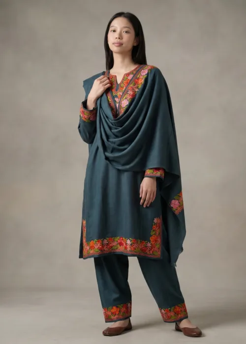Gul-e-Shaam Aari Embroidered Wool Pheran