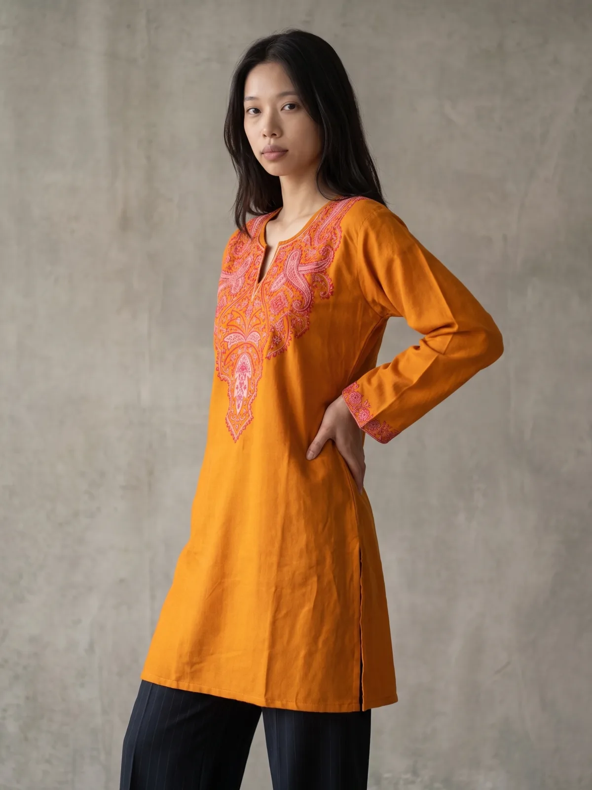 Marigold Reverie Kashmiri Short Kurti