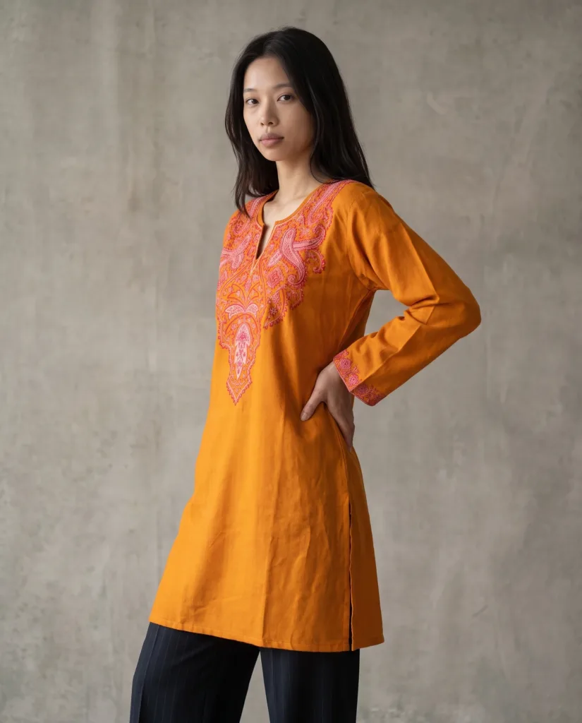 Marigold Reverie Kashmiri Short Kurti
