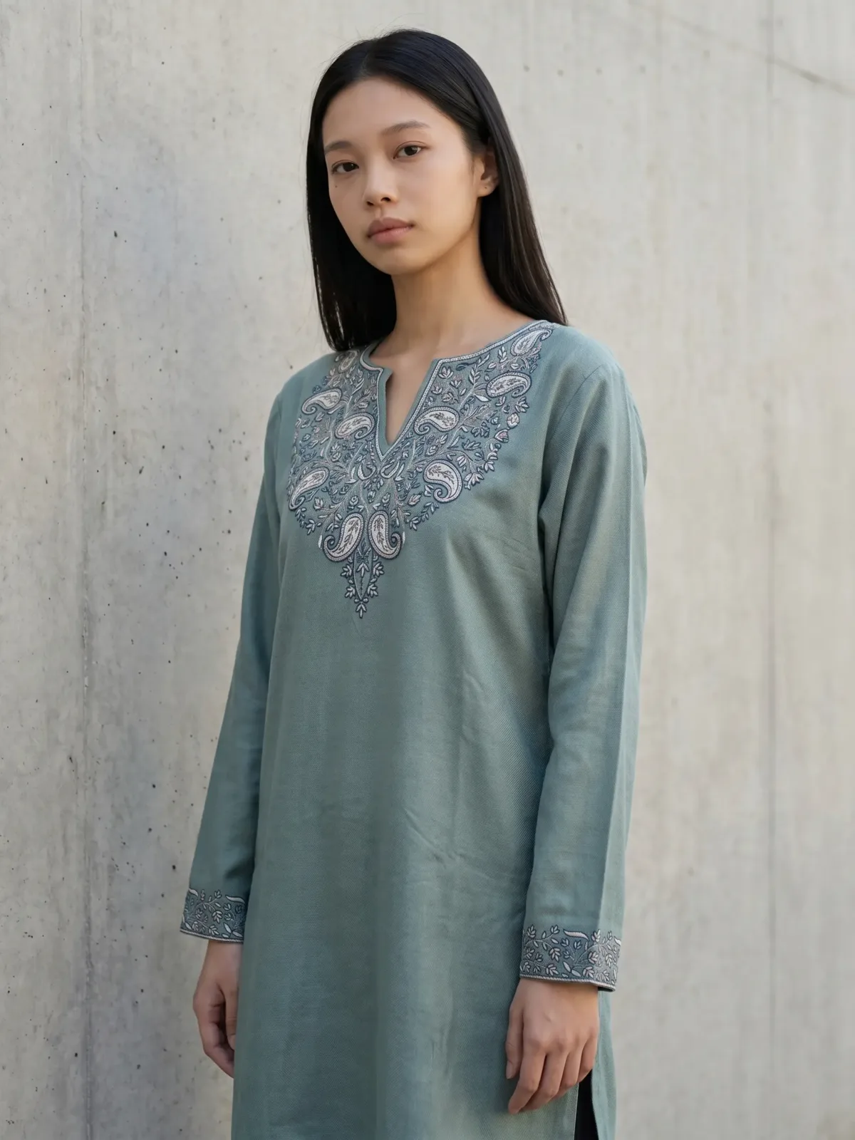 Serene Teal Kashmiri Kurti