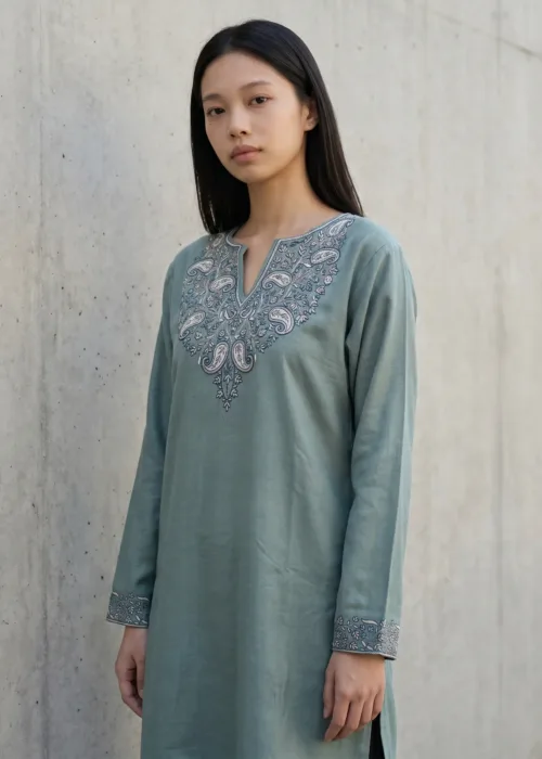Serene Teal Kashmiri Kurti