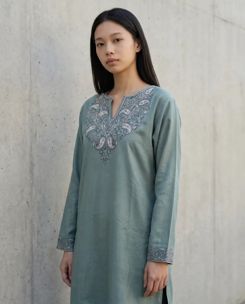 Serene Teal Kashmiri Kurti