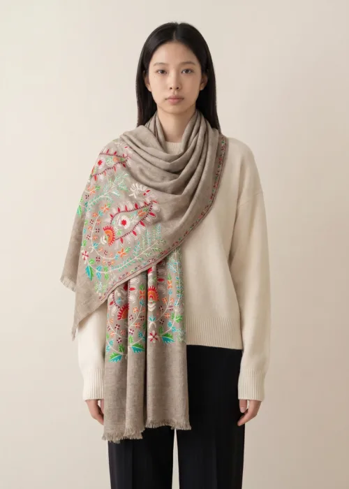 The Gulmarg Frost Kashmiri Wool Silk Scarf