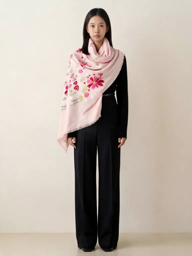 Kashida Gulzar Wool Silk Scarf