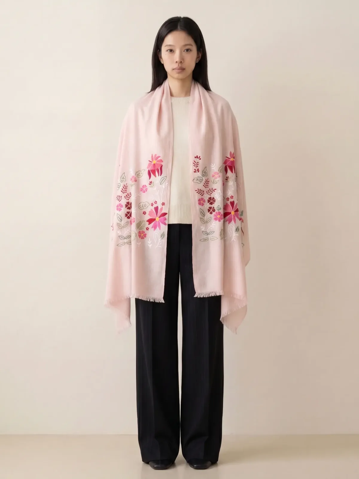 Kashida Gulzar Wool Silk Scarf