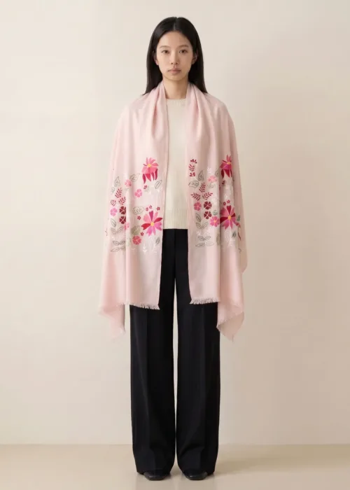 Kashida Gulzar Wool Silk Scarf