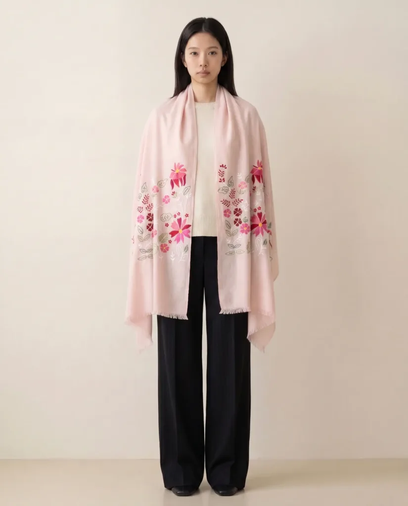 Kashida Gulzar Wool Silk Scarf