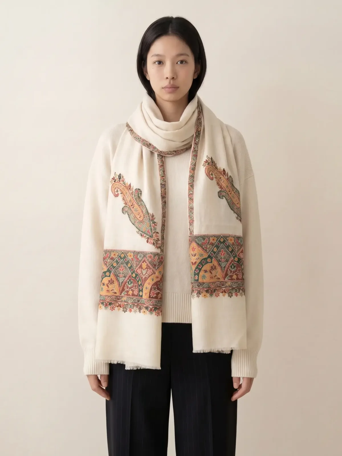 Vyeth Zeenat e Zard Wool Silk Scarf