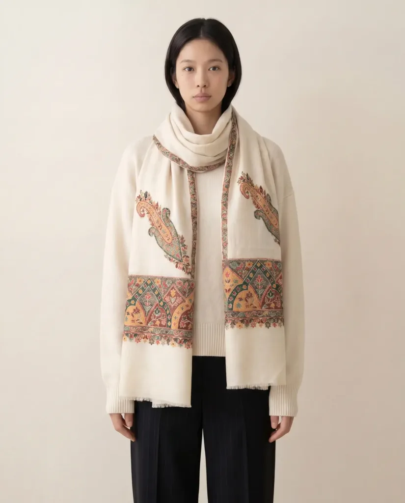 Vyeth Zeenat e Zard Wool Silk Scarf
