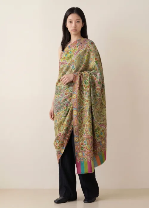 Meadow Mosaic Floral Embroidered Wool Shawl