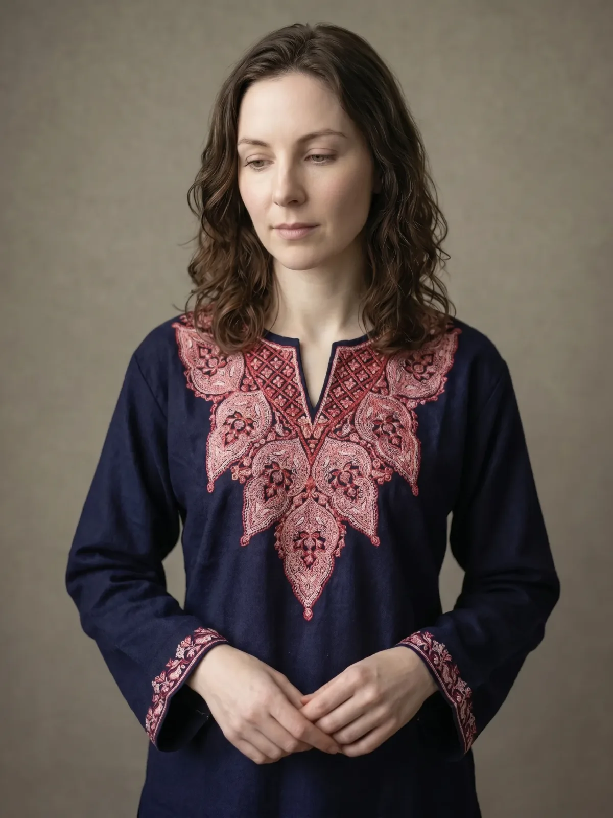 Midnight Fern Kashmiri Short Kurti