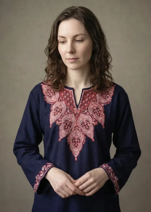Midnight Fern Kashmiri Short Kurti