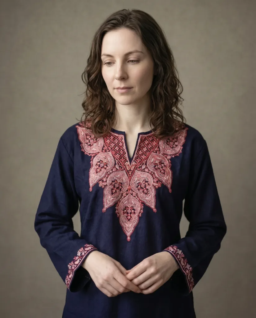 Midnight Fern Kashmiri Short Kurti