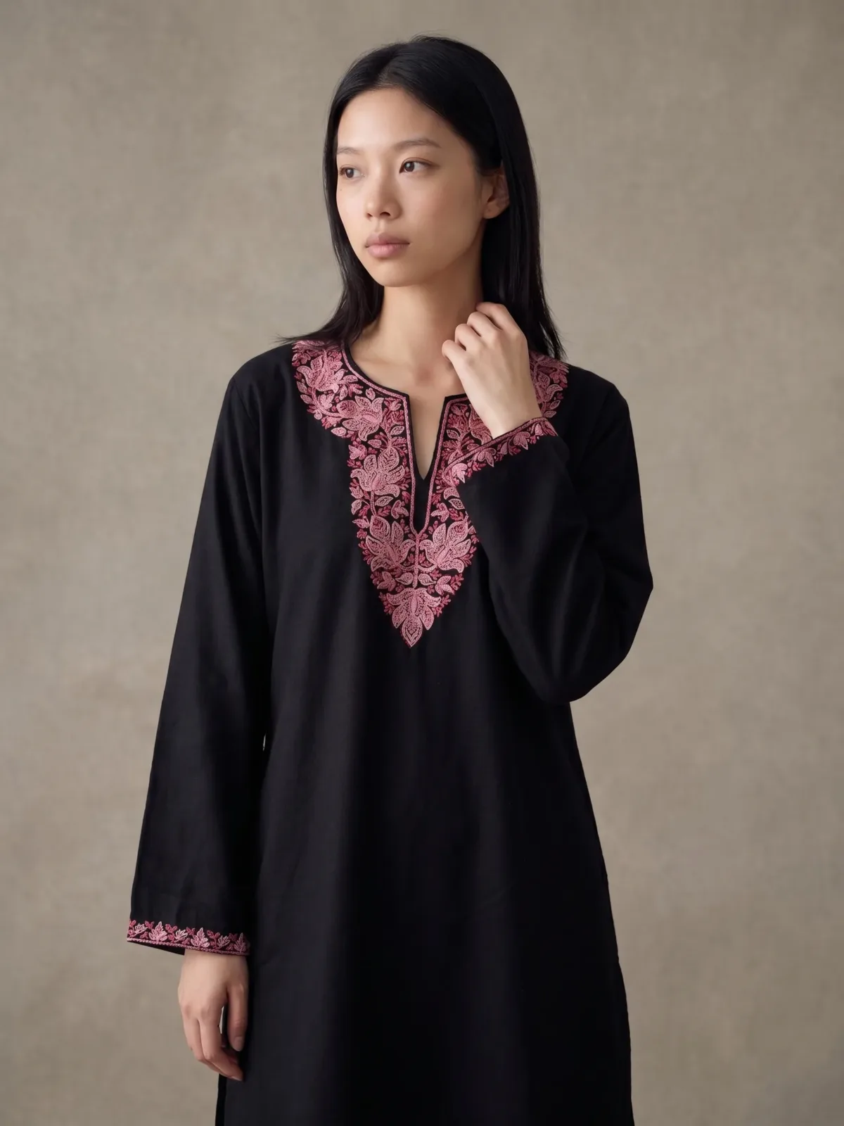 Nocturne Bloom Kashmiri Short Kurti