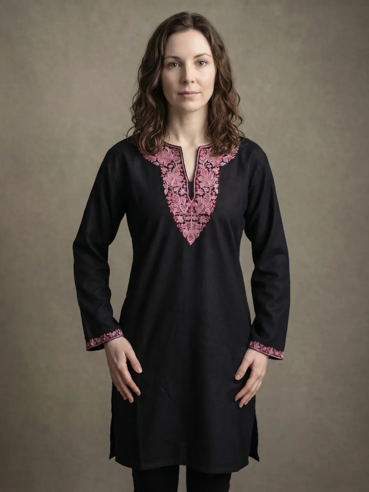 Obsidian Rosé Kashmiri Short Kurti