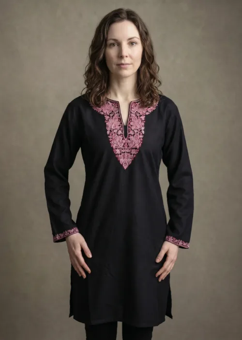 Obsidian Rosé Kashmiri Short Kurti