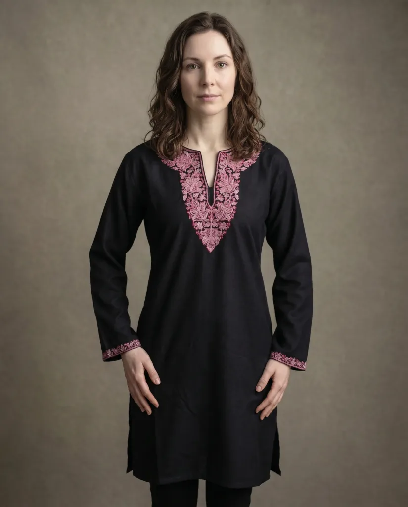 Obsidian Rosé Kashmiri Short Kurti