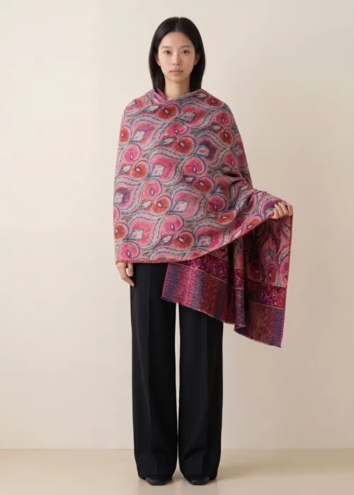 Rangrez Gulkaar Kalamkari Hand Painted Wool Shawl
