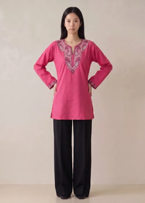 Rose Radiance Kashmiri Short Kurti
