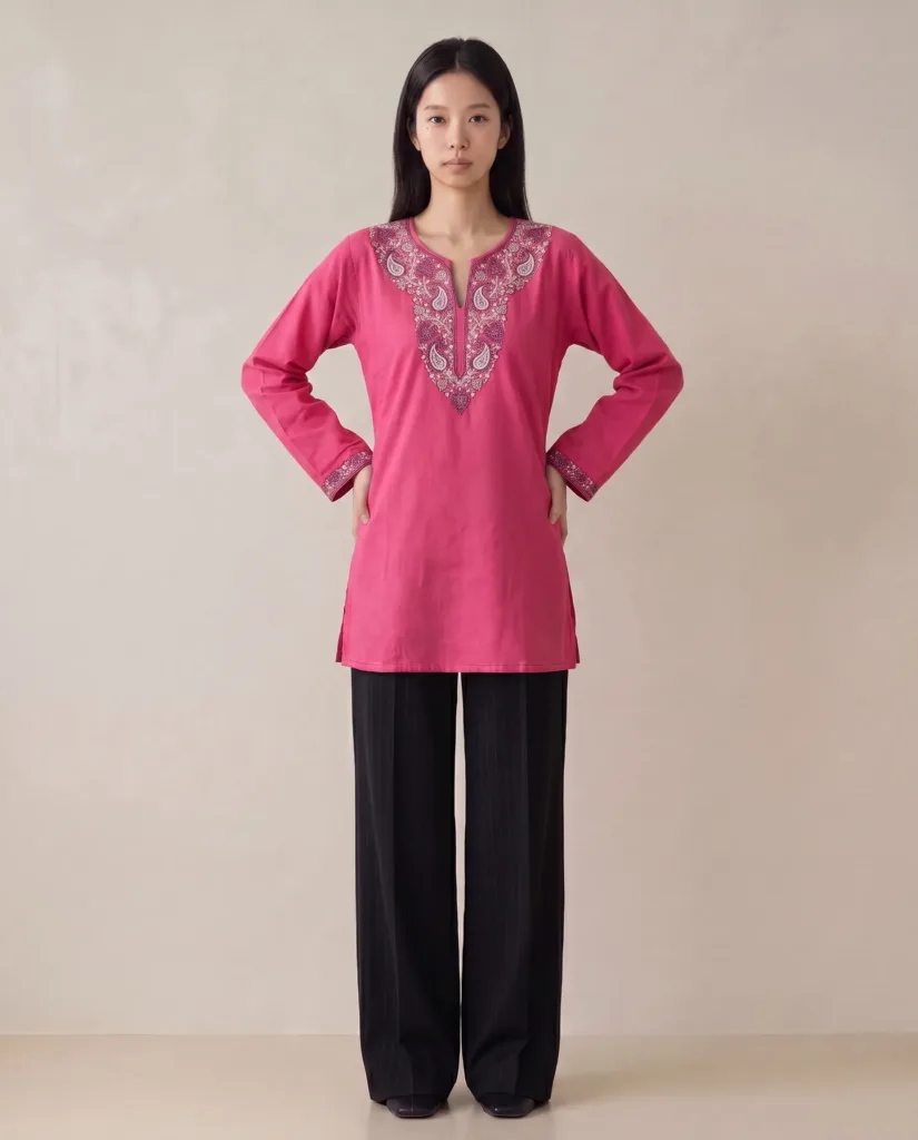 Rose Radiance Kashmiri Short Kurti