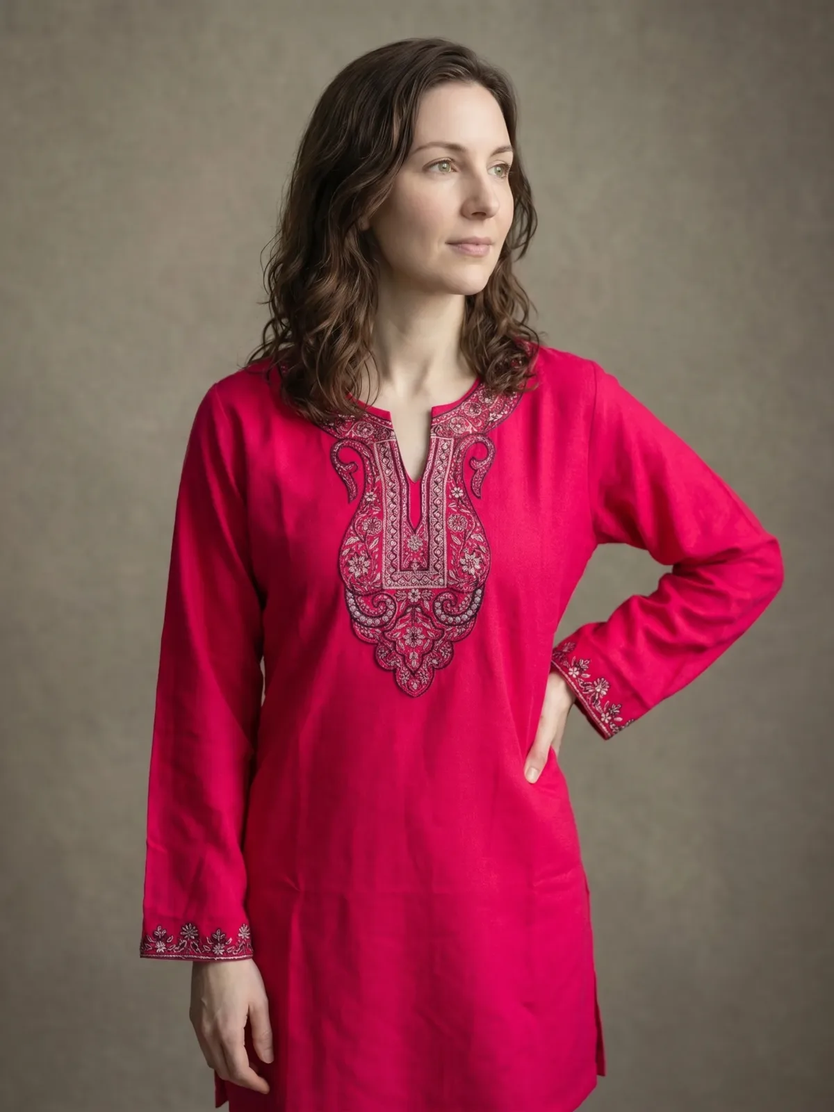 Velour Vine Kashmiri Short Kurti