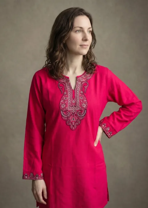 Velour Vine Kashmiri Short Kurti