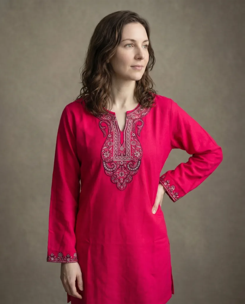 Velour Vine Kashmiri Short Kurti