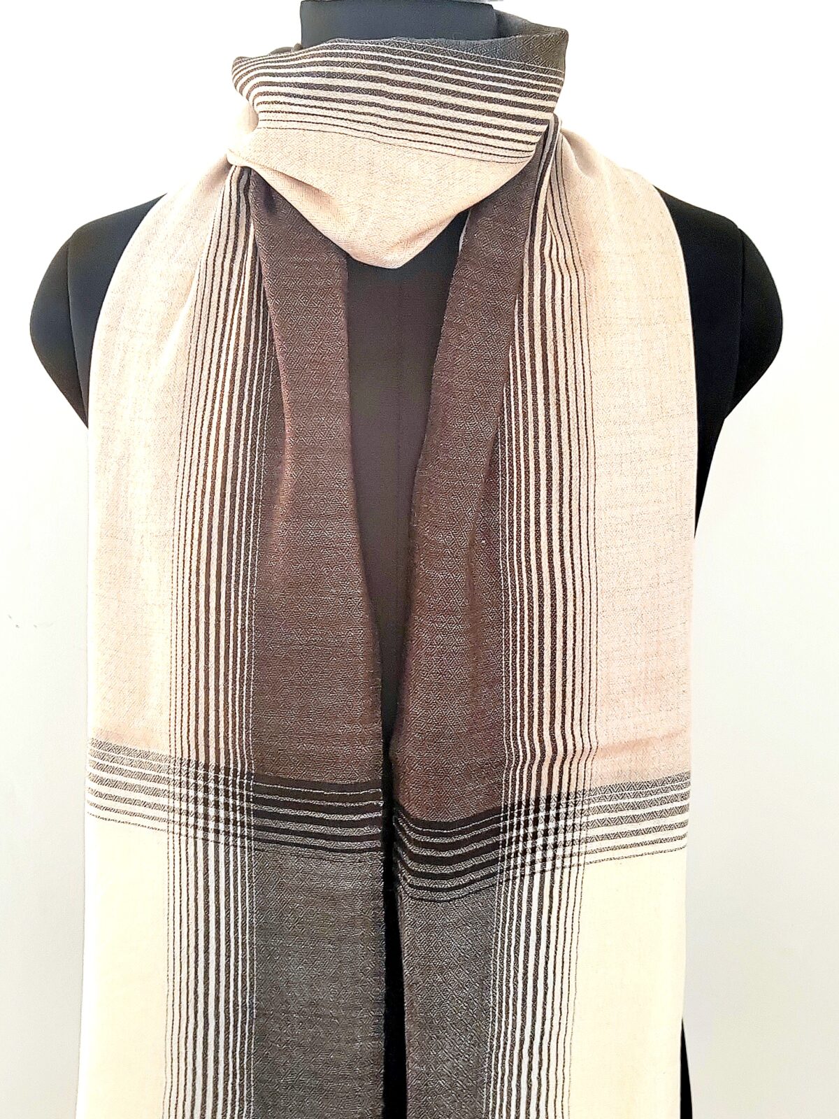 Sheen Zameen Striped Merino Silk Scarf