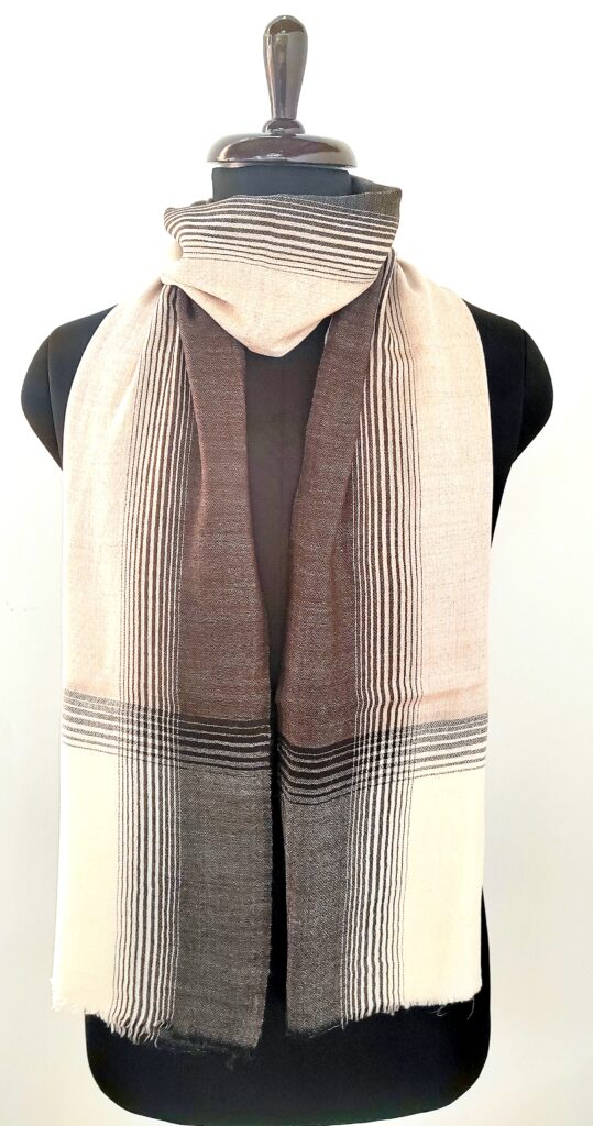 Sheen Zameen Striped Merino Silk Scarf