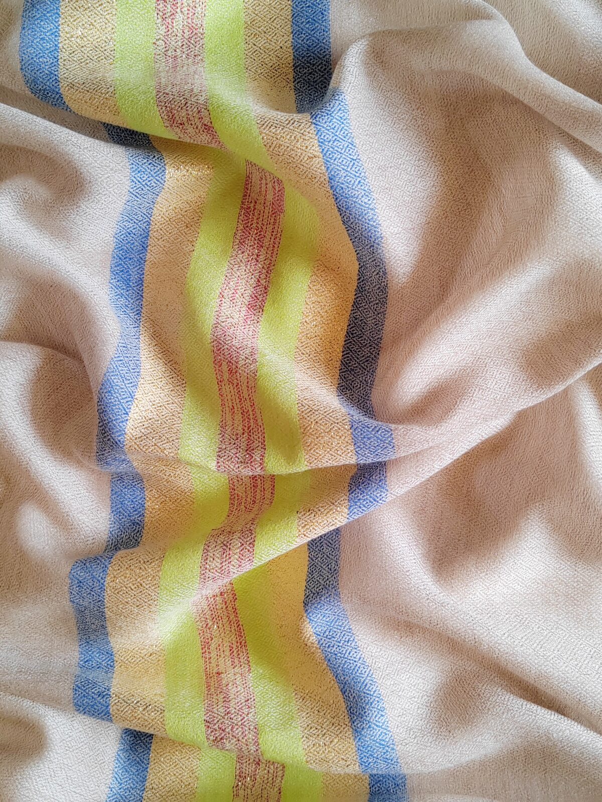 Shafaq e Kashmir Striped Merino Silk Scarf