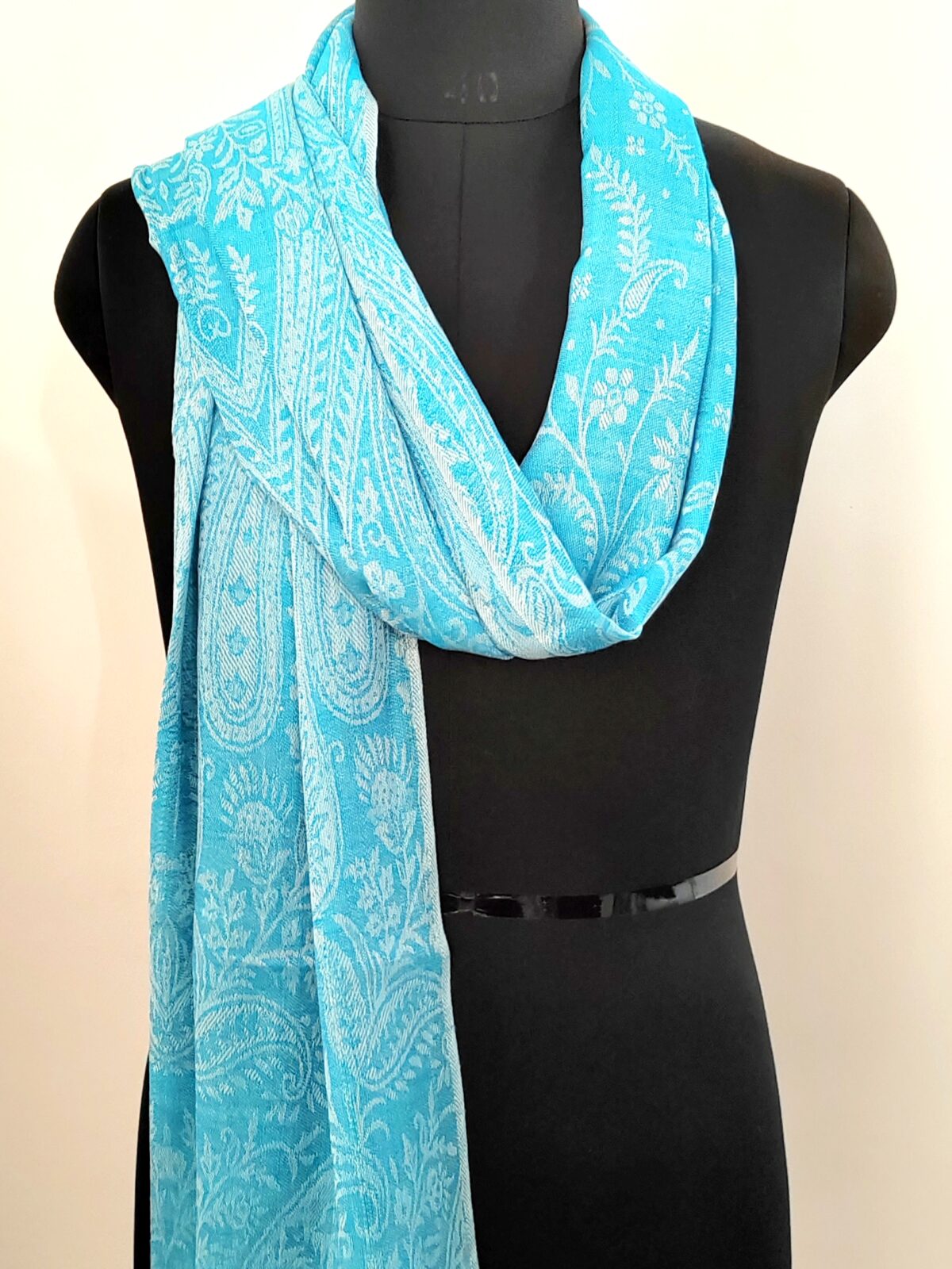 Firozi Kaar Jacquard Merino Silk Scarf
