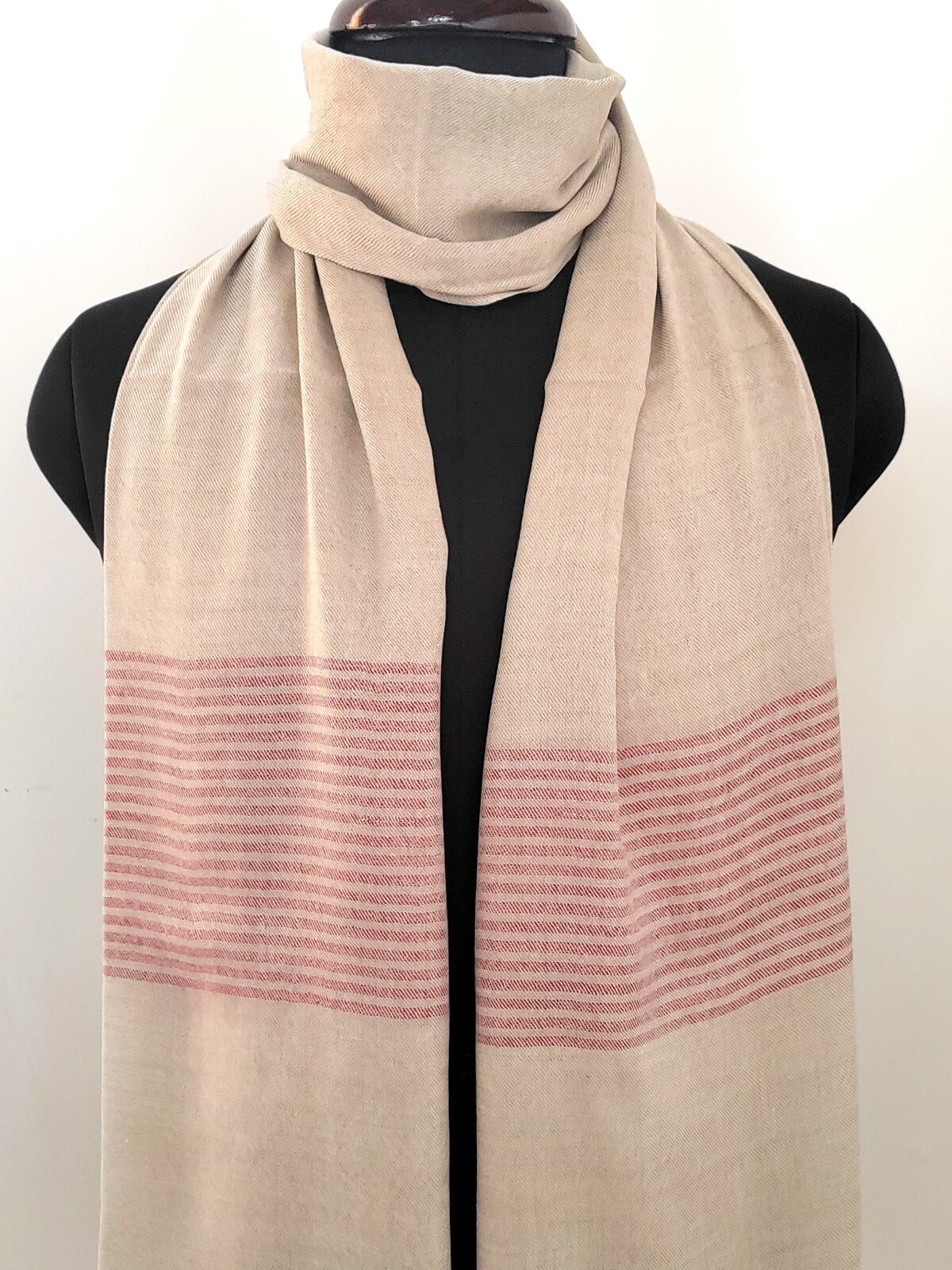 Gul-e-Reth Striped Merino Silk Scarf