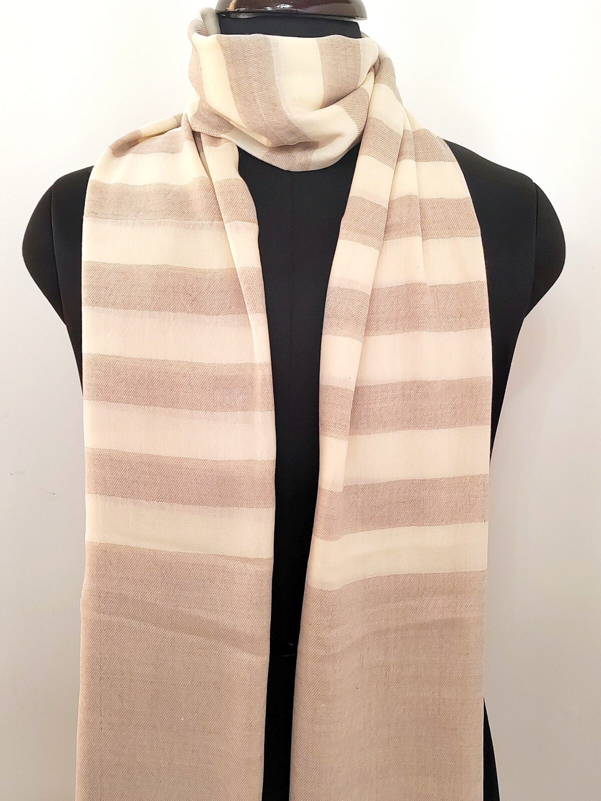 Almond Valley Striped Merino Silk Scarf