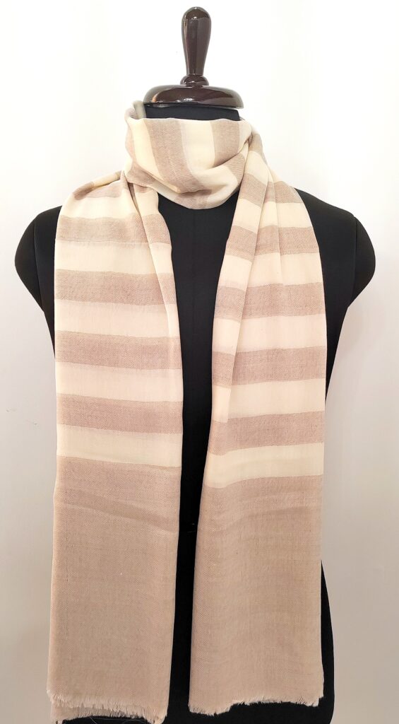 Almond Valley Striped Merino Silk Scarf