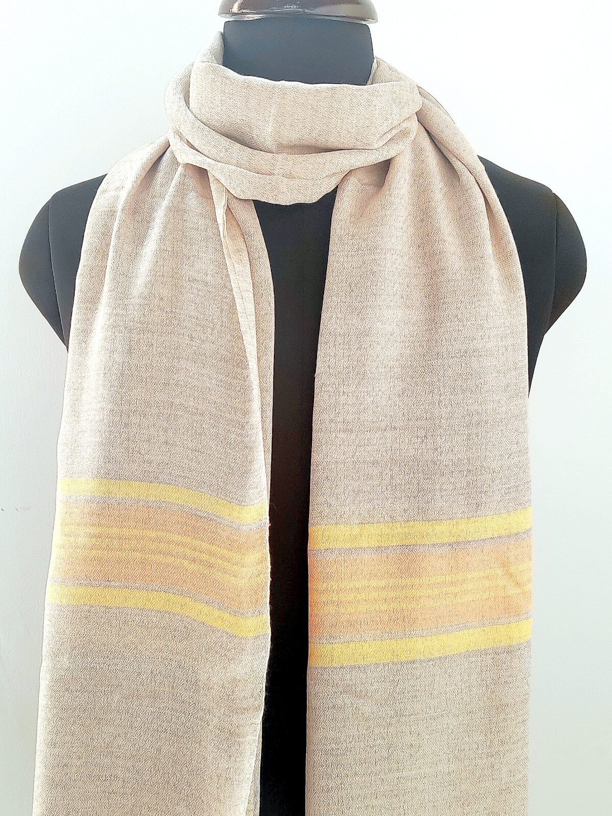 Sehr Aftab Striped Merino Silk Scarf