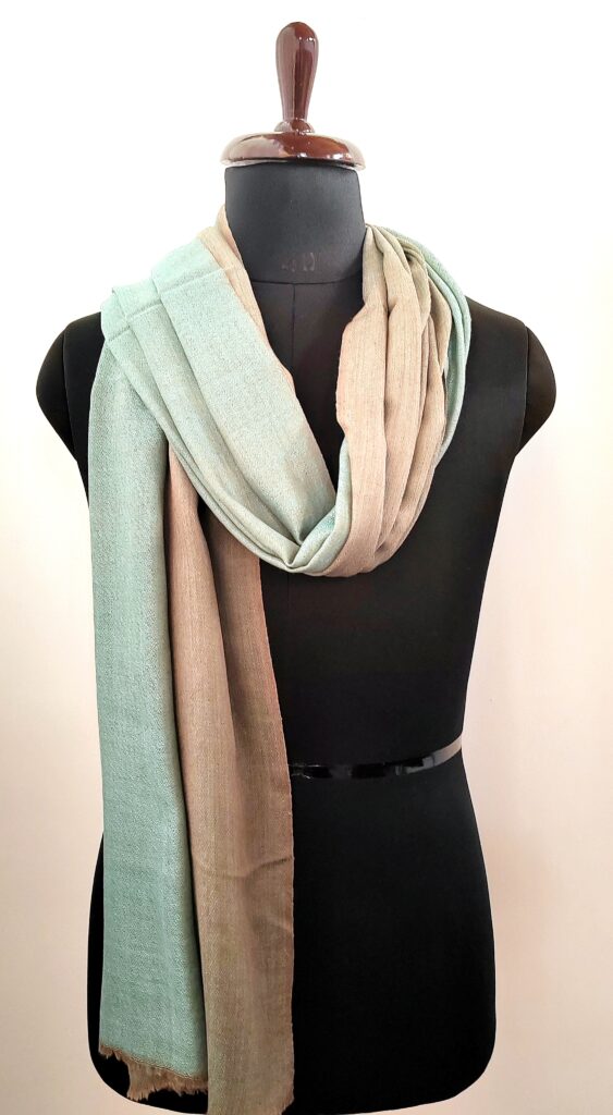 Reversible Neel o Khaak e Kashmir Merino Silk Scarf