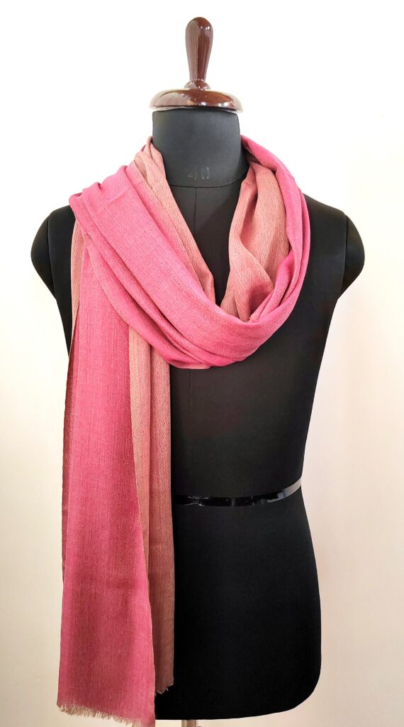 Reversible Gul e Lala e Kashmir Merino Silk Scarf
