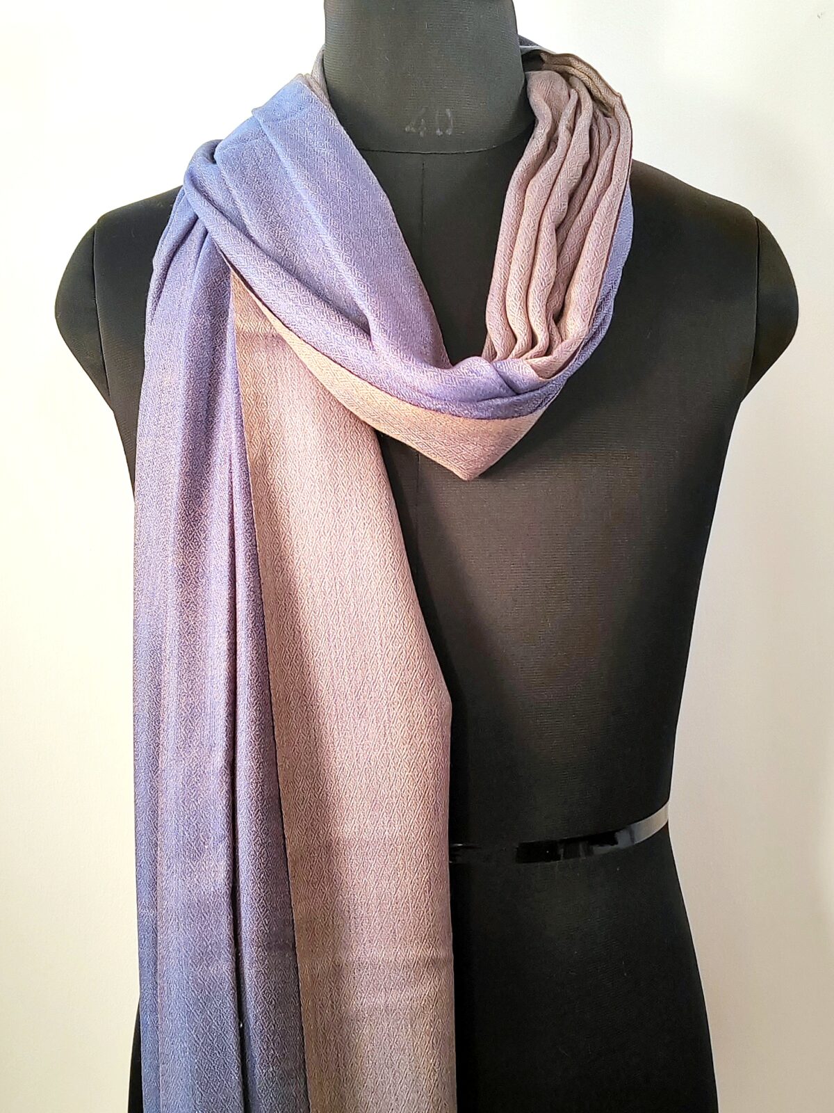 Reversible Moonlit Lavender Merino Silk Scarf