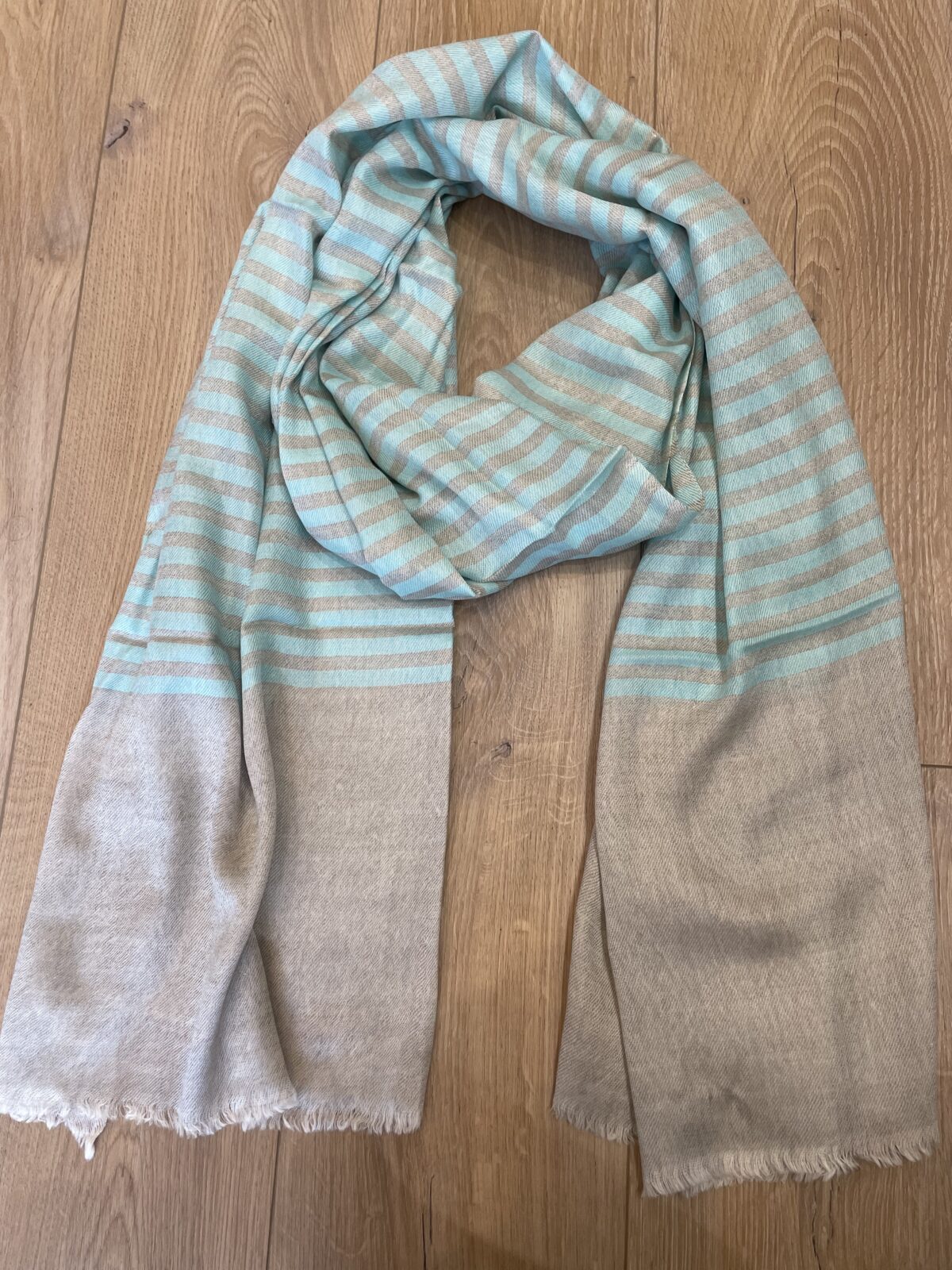 Glacier Sand Striped Merino Silk Scarf